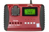 Testboy TV 470 comprobador de aparatos según la norma VDE DIN 0701/0702 y EN 62353, (declaración bien/mal, pantalla de ayuda, lector de código de barras, certificado de calibración DAkkS), rojo/negro