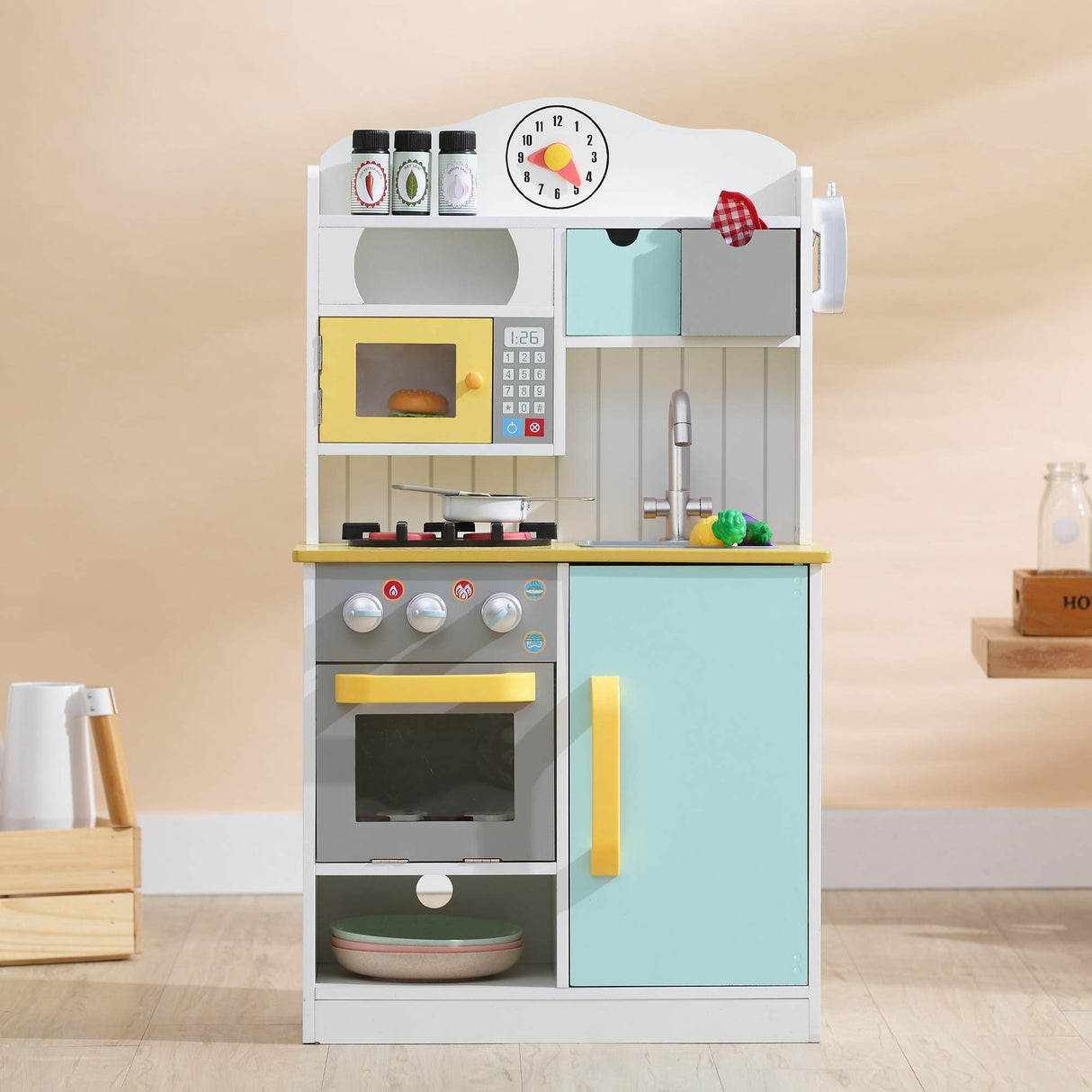 Cocina de Juguete de Madera con Utensilios de Teamson Kids Horno NiñosTD-11708AR