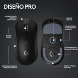 Logitech G PRO X SUPERLIGHT 2 LIGHTSPEED Ratón inalámbrico Gaming, Europa del Este Envases, 8K, ligero, 60g, HERO 2, 888 IPS, 44K DPI, 5 botones programables, USB-C, PC/Mac - Negro