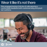 Poly Voyager Focus 2 Auriculares inalámbricos UC con micrófono y soporte de carga: compatible con PC a través del adaptador BLUETOOTH BT700 incluido o mediante cable USB
