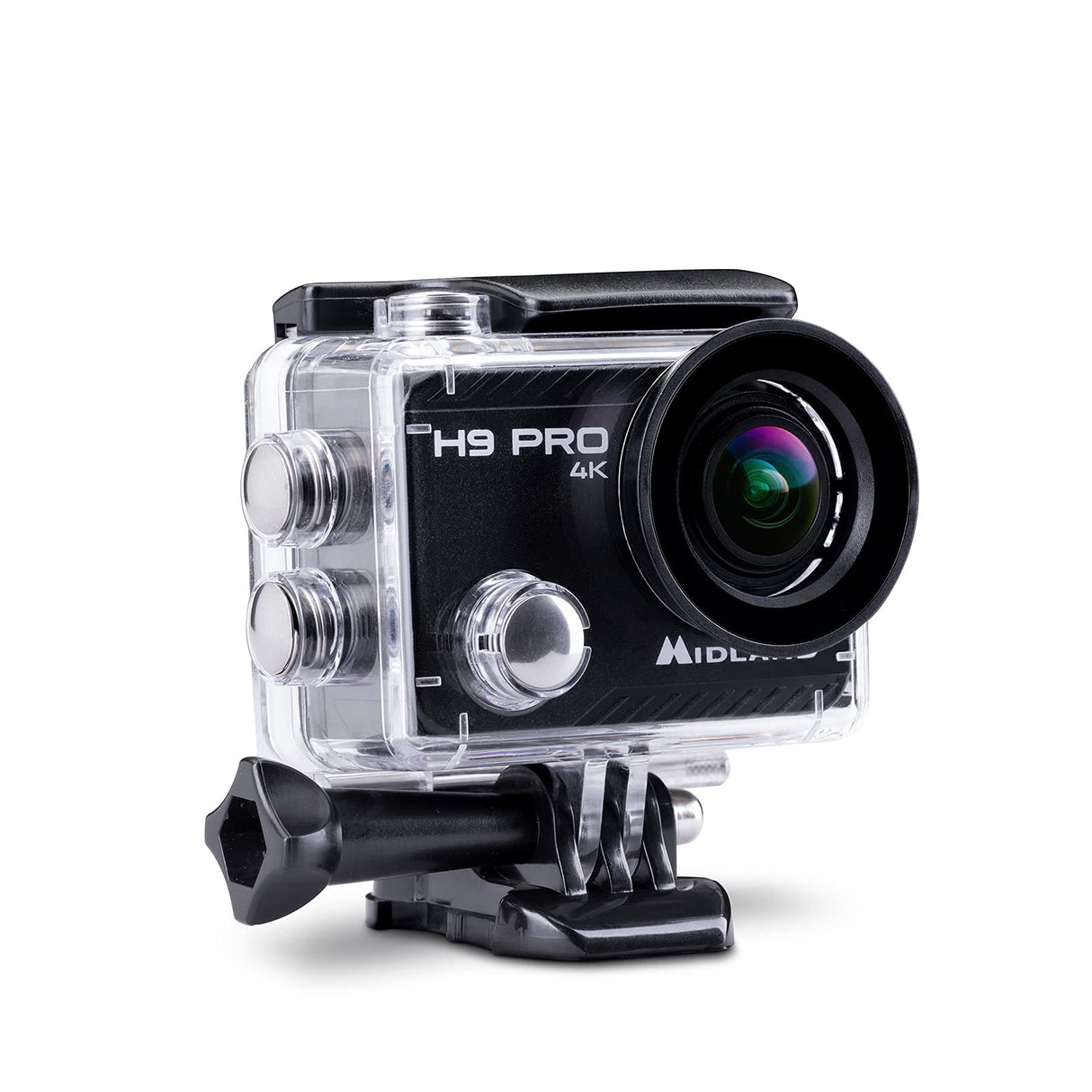 MIDLAND - Cámara Acción 4K H9 Pro WiFi con Mando a Distancia, Cámara Deportiva y Acuática 30 m, 2H de Autonomía, 30fps, Fotos 20MP, Pantalla Táctil IPS, 7 Modos de Video, Control por Smartphone