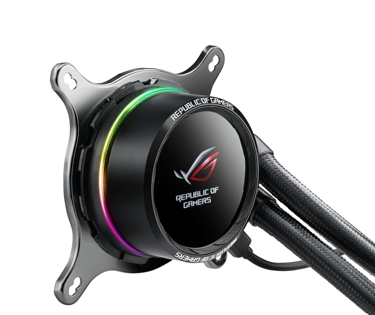 ASUS ROG RYUO 120 - Sistema de refrigeración líquida de CPU, con Oled de color, AURA Sync RGB, tubo de goma reforzado de 38 cm, ventilador optimizado