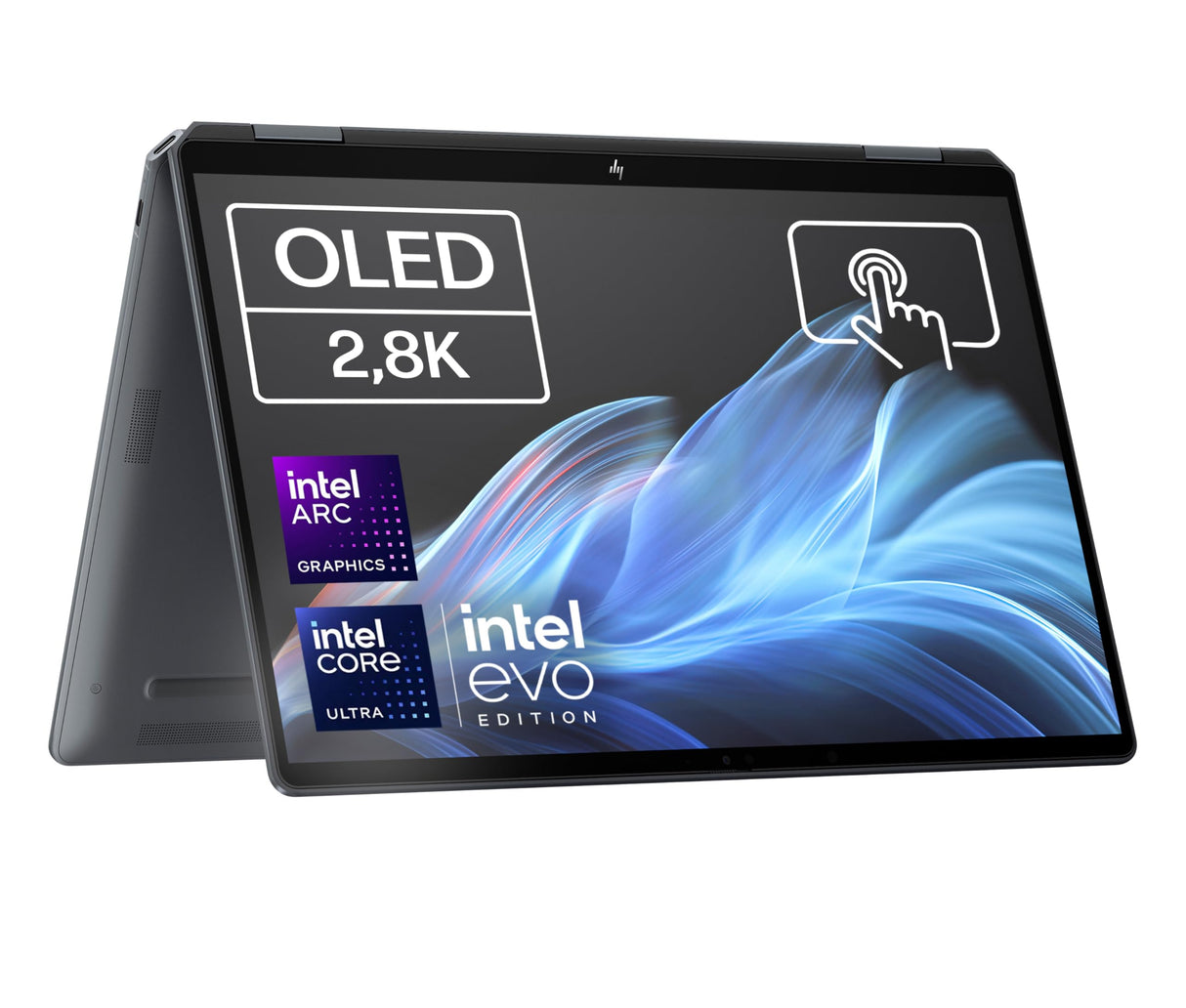 HP OmniBook Ultra Flip 14-fh0002ns - Ordenador Portátil Convertible de 14" OLED 2.8K 120Hz (Intel Ultra 7-258V, 32GB RAM, 1 TB, Intel ARC, Windows 11) Negro - Teclado QWERTY Español