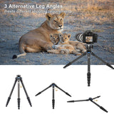 SIRUI Trípode para Cámara de Viaje AM-225, 159cm Trípode Portátil de Fibra de Carbono con Tubo de Extensión SL-100, Trípode para Fotografía con Columna Central de Carbono, Carga Máxima 6kg