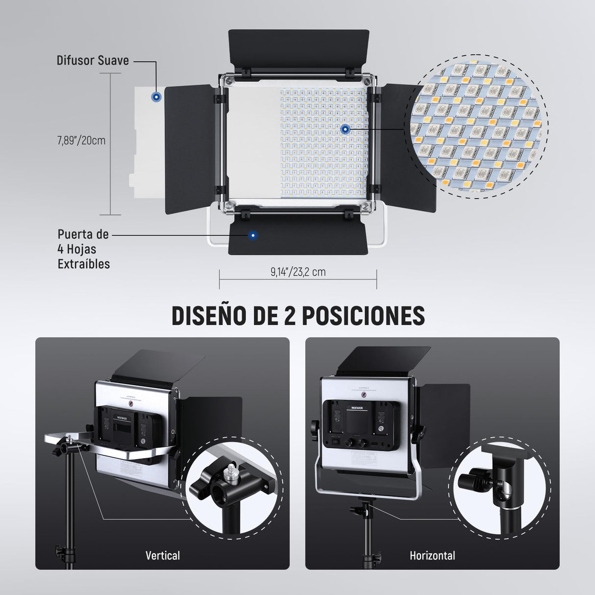 NEEWER 2 Pack 660 Pro RGB PANEL LED Video Luz con App Control Soporte Kit 360° Full Color 50W Dimmable Bicolor 3200K~5600K Video Iluminación CRI 97+ para Gaming/Streaming/Zoom/Youtube/Webex/Fotografía
