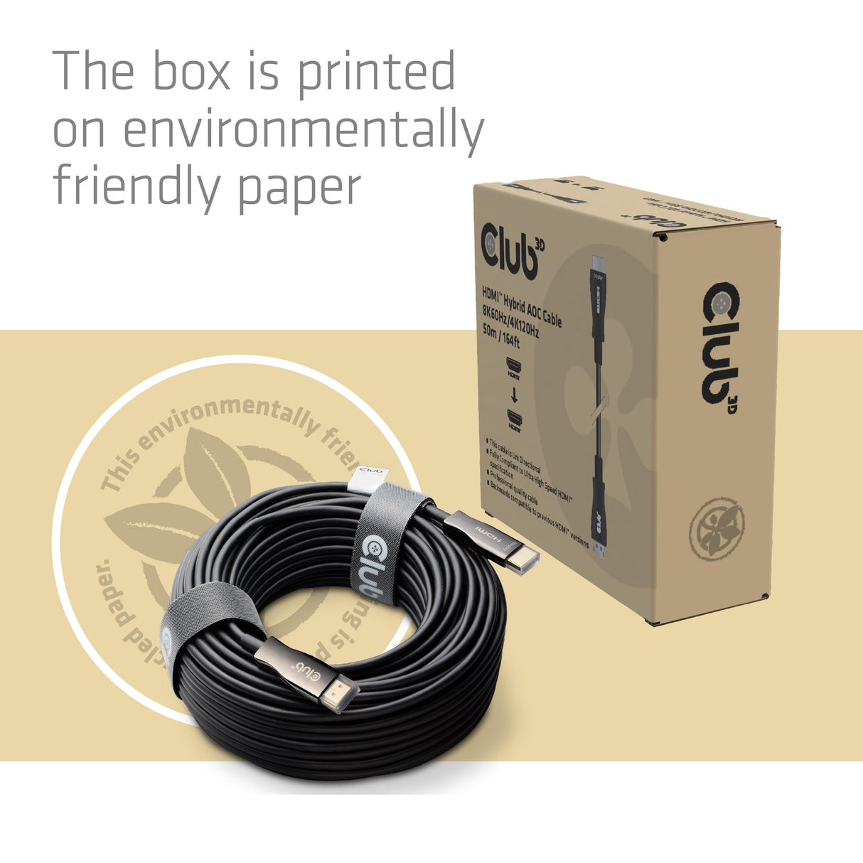 Club 3D CAC-1393 HDMI™ Hybrid AOC Cable 8K60Hz/4K120Hz 50m