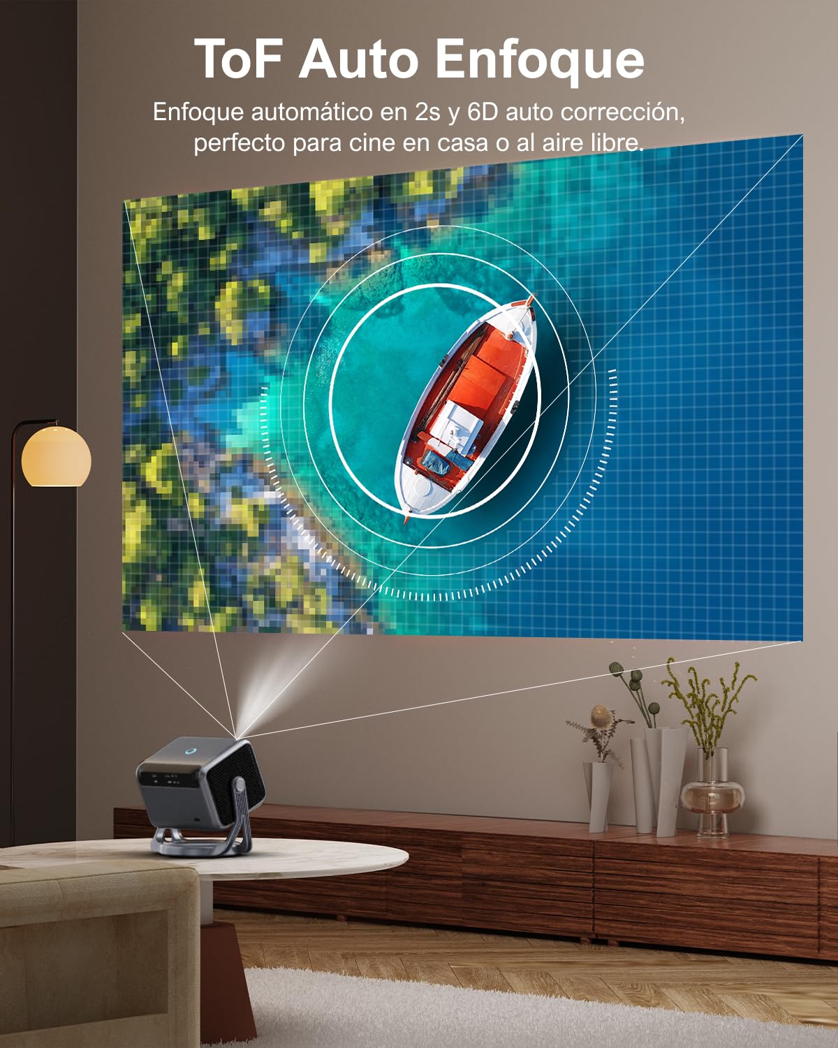ULTIMEA Proyector con Dolby Audio, Soporte 4K y Netflix, Android TV 11.0, Diseño de Soporte Gimbal 90° Libre, 600 Lúmenes ANSI, Bluetooth, Nova C40