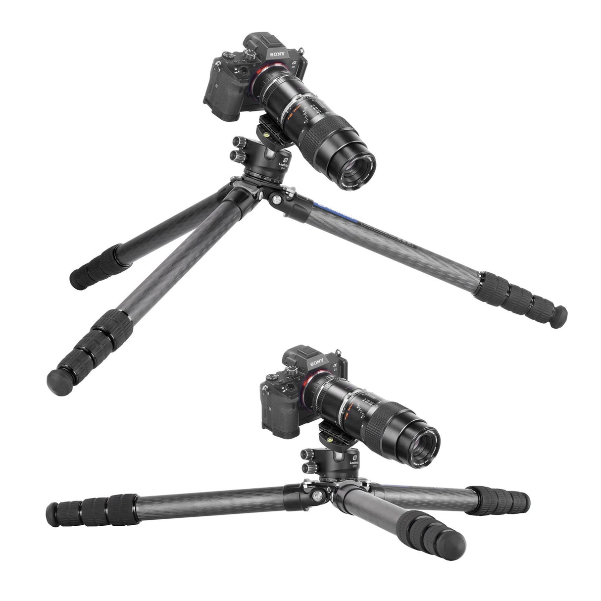 Leofoto - Ranger - Trípode de Carbono para cámaras - Cabeza de rótula incluida - Capacidad de Carga de 15 kg - Pies Extensibles - Altura: 17 cm - 171 cm - LS-324C + Cabeza de rótula LH-40