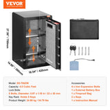 VEVOR Caja Fuerte de 113,27 L con Una Puerta, Cerradura con Llave, Contraseña y huella dactilar Bolsa Ignífuga, Estante para Llaves, Luz LED y 2 Divisores para Dinero, Documentos, Joyas, Negro