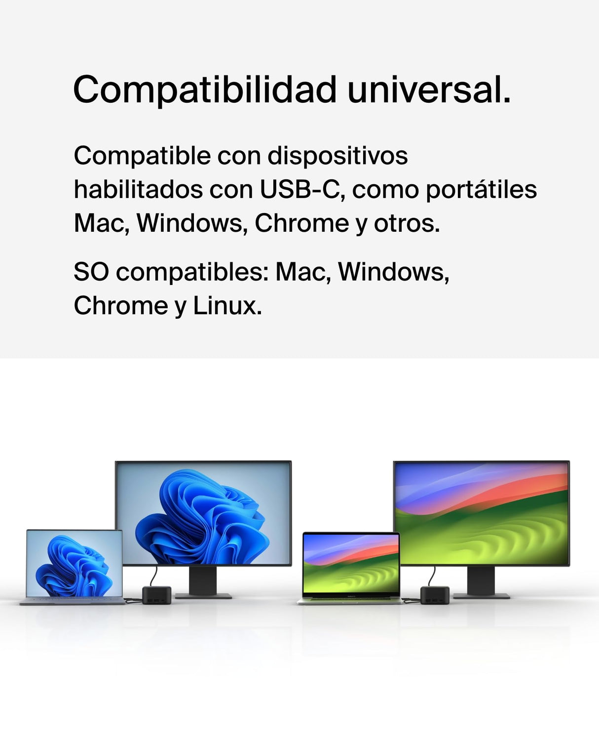 Belkin Base de Acoplamiento USB-C GAN 6 en 1 de 130 W Connect, estación multipuerto con 96 W (PD), USB-C, USB-A, Gigabit Ethernet y HDMI 4K para videoconsolas, MacBook Pro, portátiles PC y Chromebook