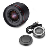 Samyan gAF F2.0 E + estación de Lente para Sony E – Autofocus APS-C de Gran Angular para Sony E Mount APSC, Color Negro