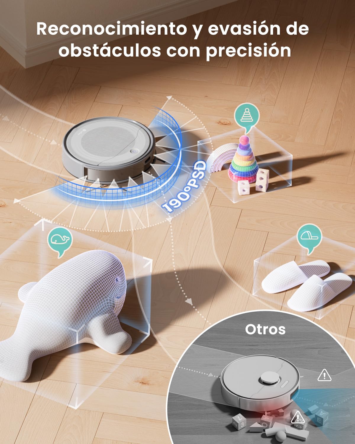 LEFANT M310 Ultra Robot Aspirador y Fregasuelos 3 en 1 con Succión de 6000Pa, 170min, Mapeo Láser ToF, Evasión de Obstáculos PSD de 190°, Reconocimiento de Alfombras, WiFi/App/Alexa, Gris