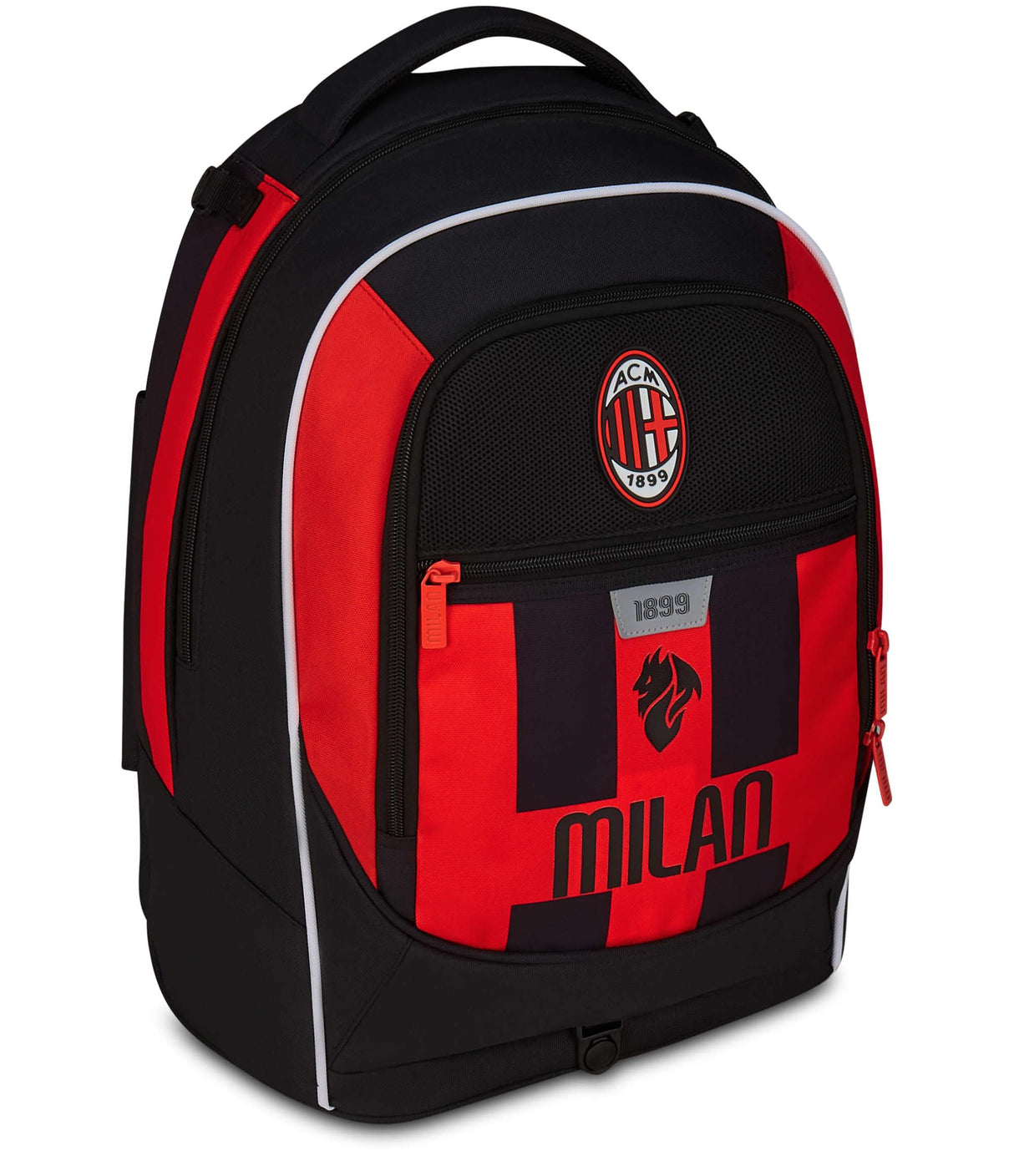 Seven Milan - Mochila escolar Jack de 3 ruedas, color rojo y negro, con carrito desmontable de 33 litros, para escuela primaria y secundaria, para niño, rojo, Talla única, Casual