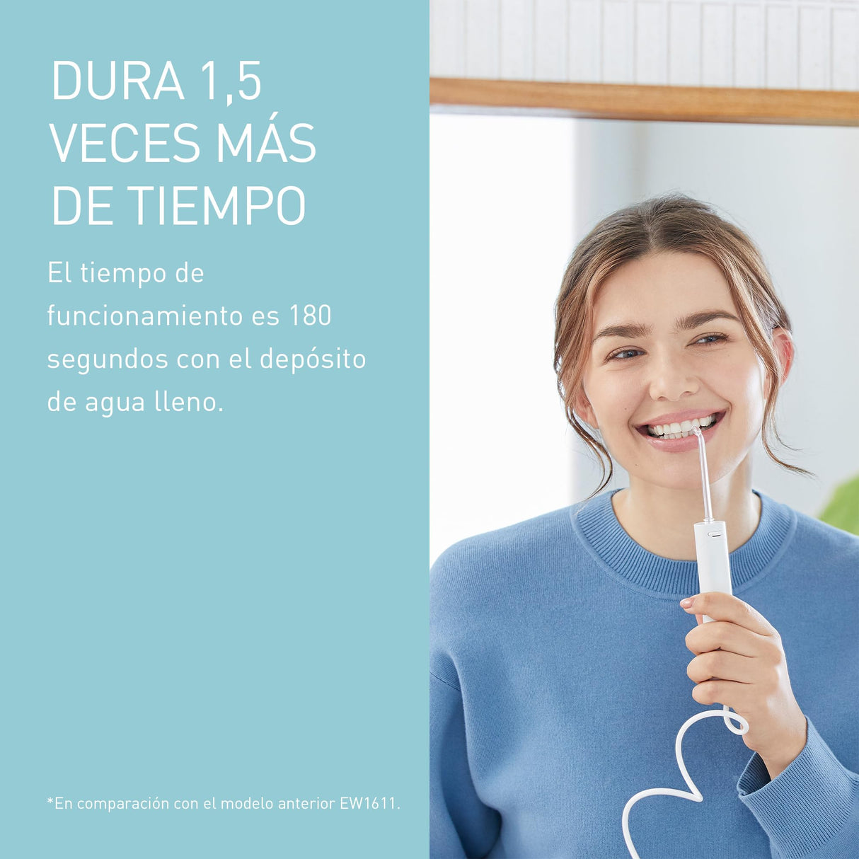 Panasonic EW1614AW503-PACK Family Irrigator Oral Dental, Chorro Ultrasónico, Modo Infantil, 10 Ajustes de Presión, IPX7, Ortodoncia, 5 boquillas, alimentado por Red Eléctrica, Blanco