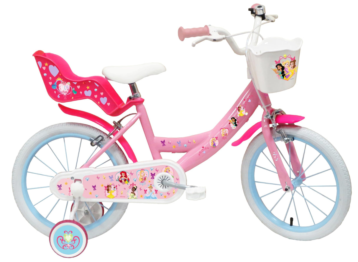 Vélo ATLAS Vélo Fille Bicicleta de 16'' niño niña Princess de Disney, Rosa, 16"