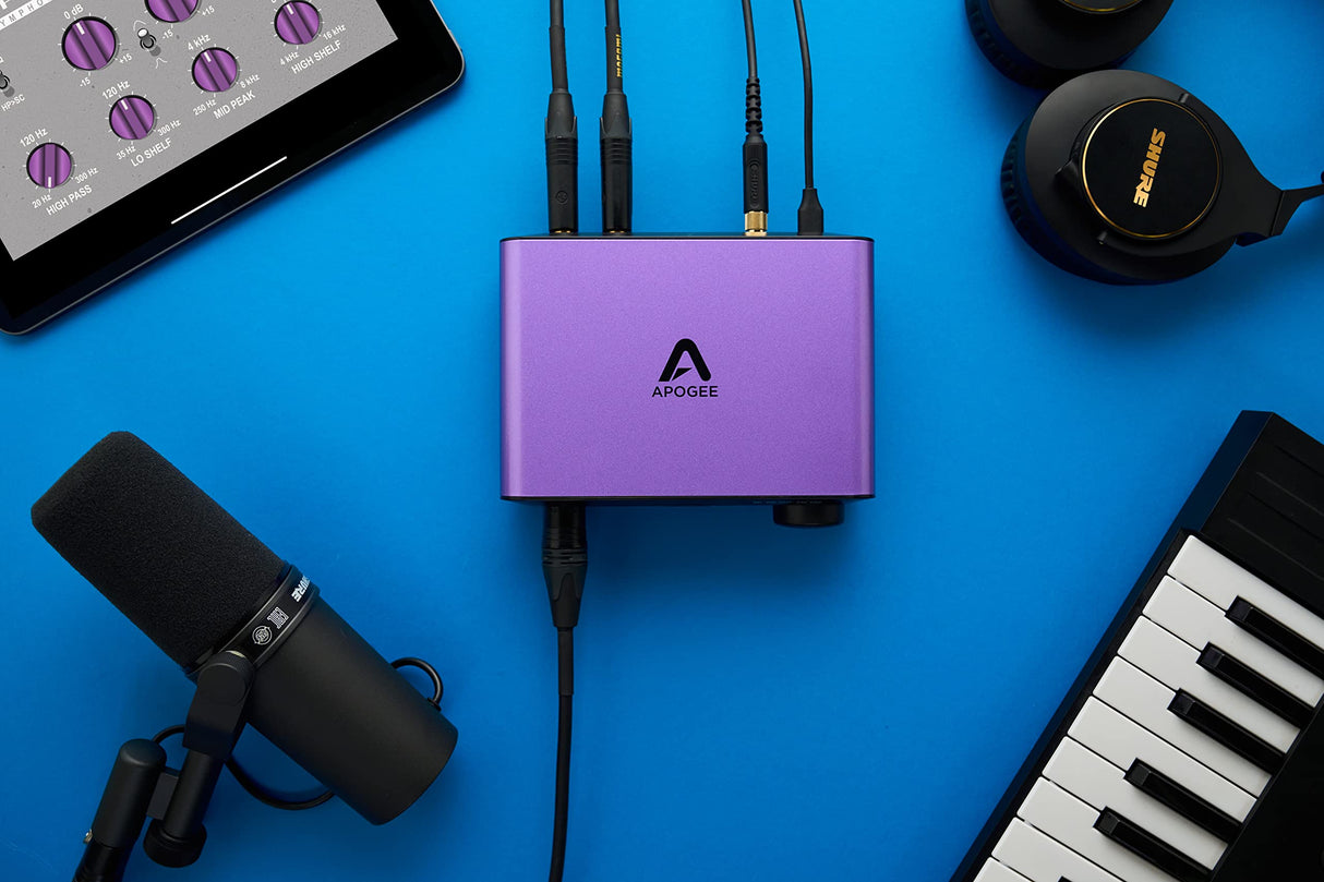 Apogee - Boom - Interface de audio USB para músicos, podcasters y steramers, frecuencia de muestreo de 24 bits/192 kHz, hardware DSP, salida de auriculares y software Ableton Live Lite