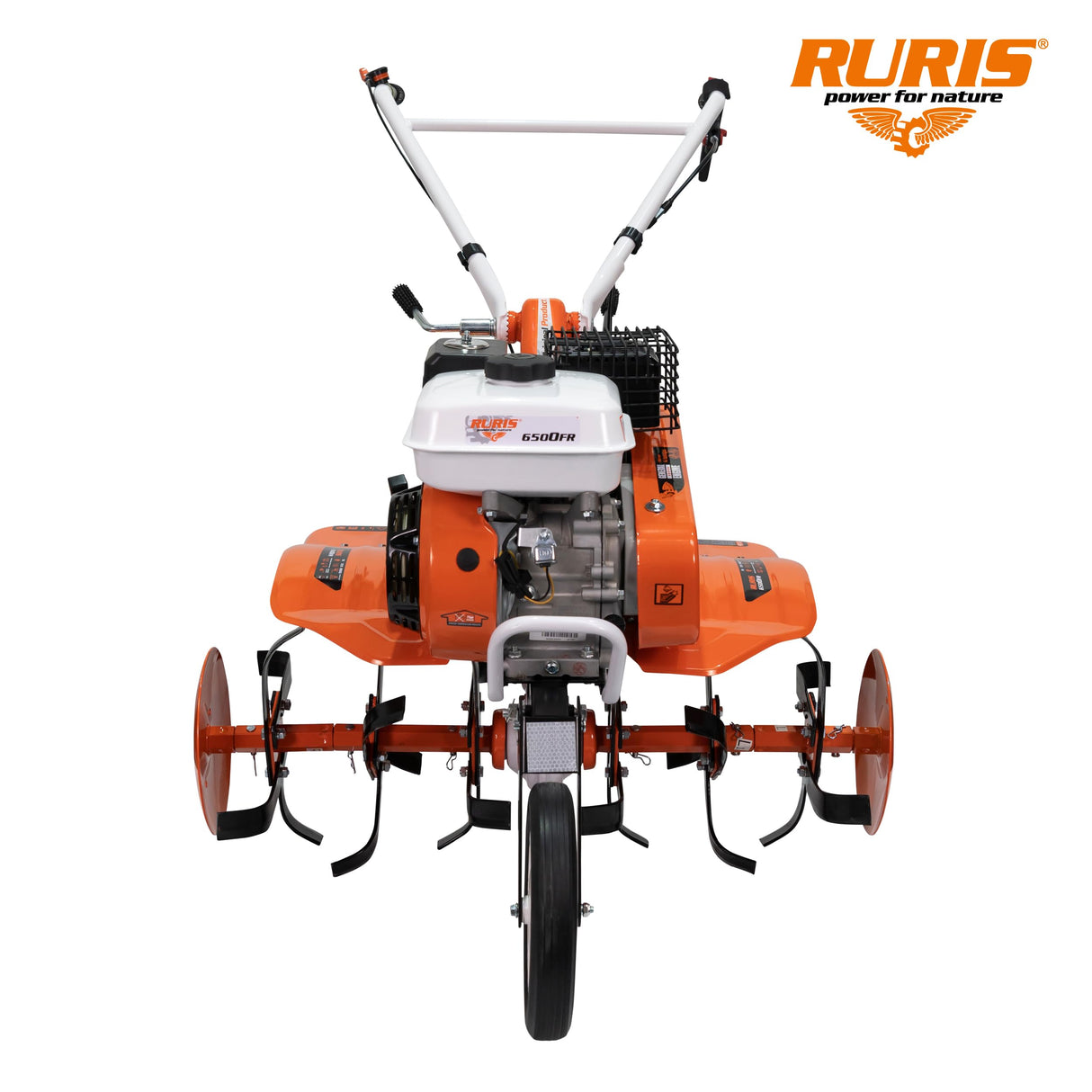 RURIS Motocicleta 6500fr, 7CH, 24 Fresas, Ancho de Trabajo 560-830 mm, manillares Ajustables + Ruedas de Goma 4.00-8