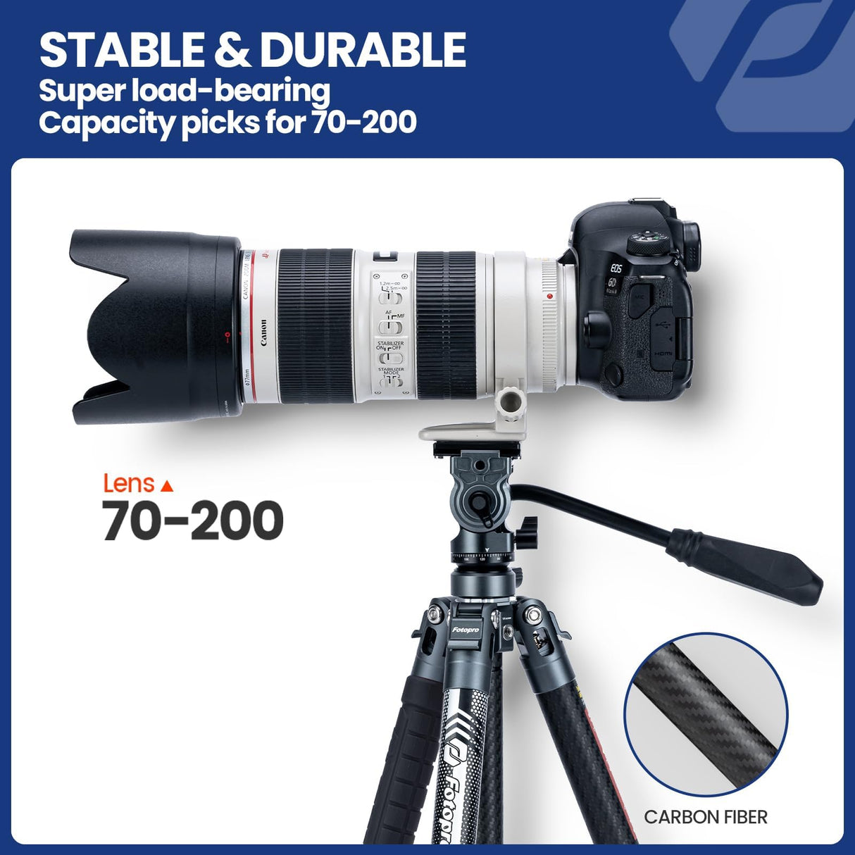 Fotopro X-Aircross 3 Lite Trípode de Video con Cabeza Líquida 1.0KG Ultraligero Portátil Profesional Video Viaje Fibra Carbono Trípode para Cámara, DSLR, Carga de hasta 10 kg, Gris