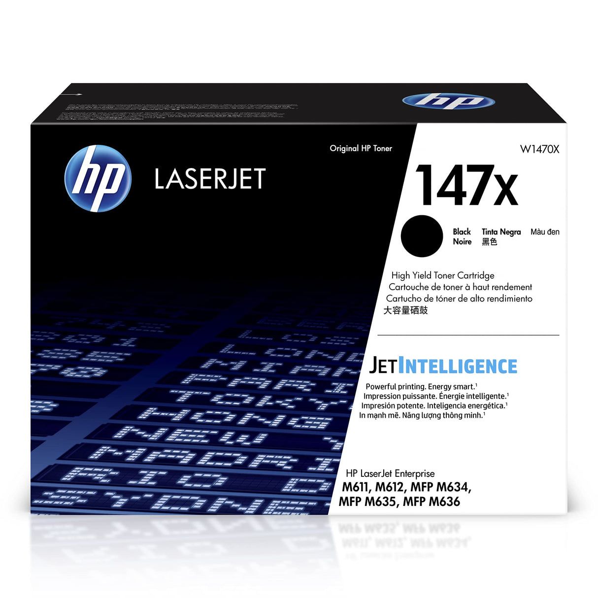 HP 147X W1470X, Negro, Cartucho Tóner de Alta Capacidad Original, de 25.200 páginas, para impresoras HP LaserJet Enterprise M611dn, M612dn, Flow MFP M635z, Flow MFP M636z, M635h MFP y M636fh MFP