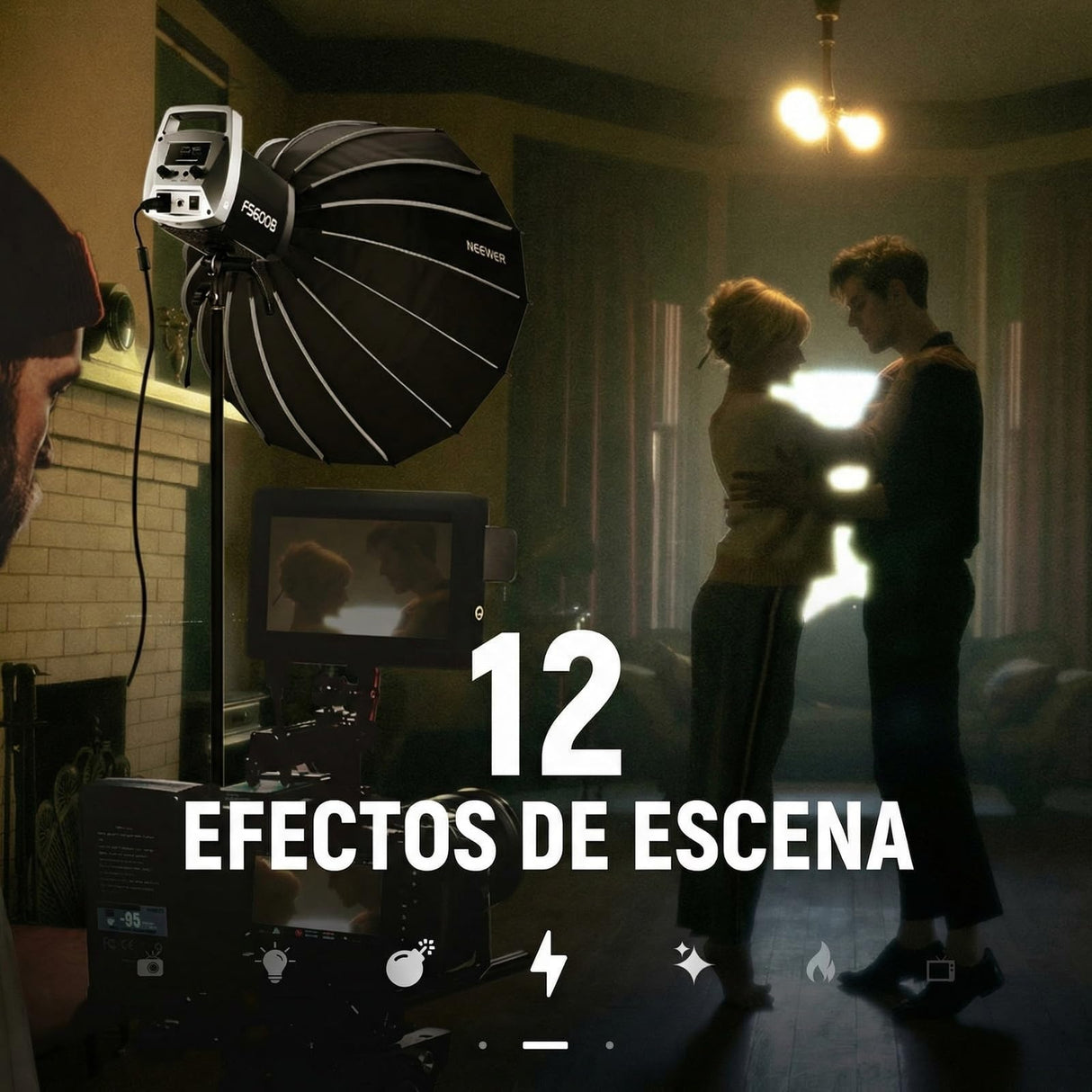 NEEWER 600W Luz LED Foco Video para Estudio 2,4G/App Control 87100Lux/1m, Luz Continua COB Bicolor 2700K-6500K con CRI95+, 12 Escenas, Foco Montura Bowens para Fotografía Grabación Streaming, FS600B