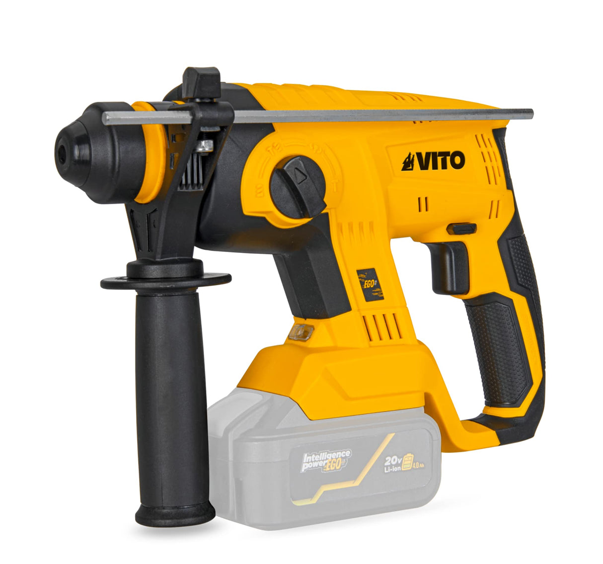 VITO SDS Plus Wireless Hammer Drill 20 V Lithium-Ion Vito Ego Li without Battery and Charger - with Quick Stop Function, Spindle Lock and Impact Drilling (Hammer Function) - (VIBCMPSFL20A)