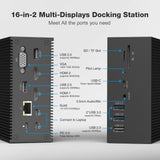 16 en 2 USB C Docking Station, Universal USB C Dock Triple Display Multiport Hub con 4K HDMI, VGA, 100W PD USB C Hub para MacBook Pro/Air, Lenovo, HP, DELL (USB-A/C 3.0, RJ45 LAN, Audio & Mic, SD/TF)