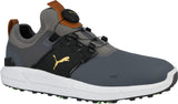 PUMA Encendido Disco articulado, Zapatos de Golf Hombre, Quiet Shade Team Gold Negro, 45 EU