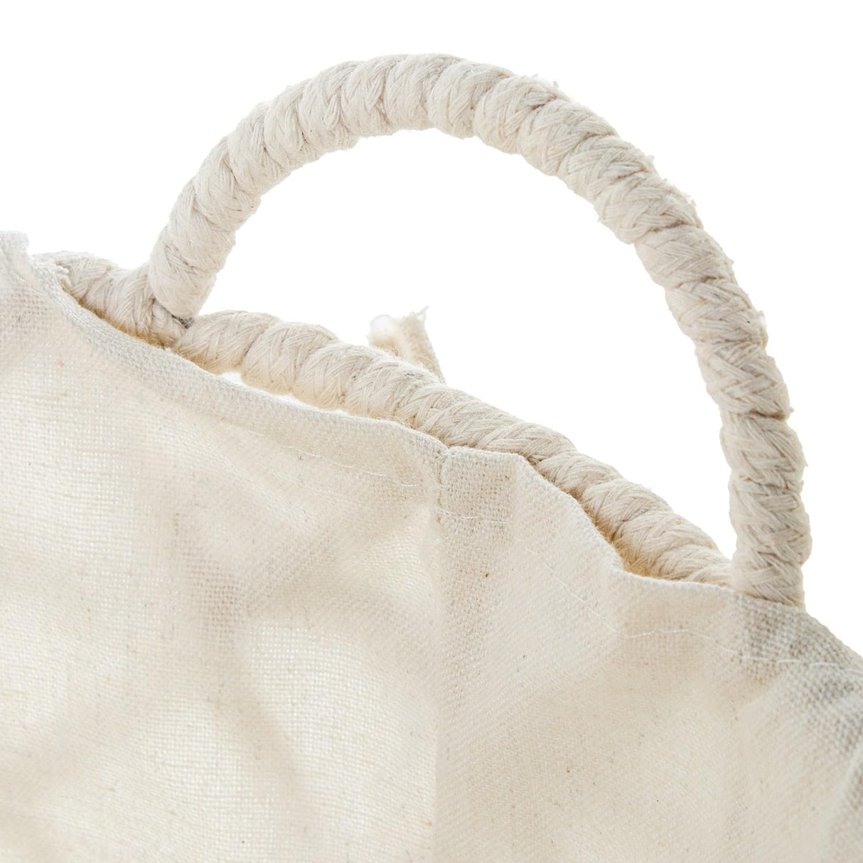 Set de 3 cestos de Cuerda de Papel con Tela de algodón Poliester Blanco ø43x51+ø38x45+ø33x39 cm