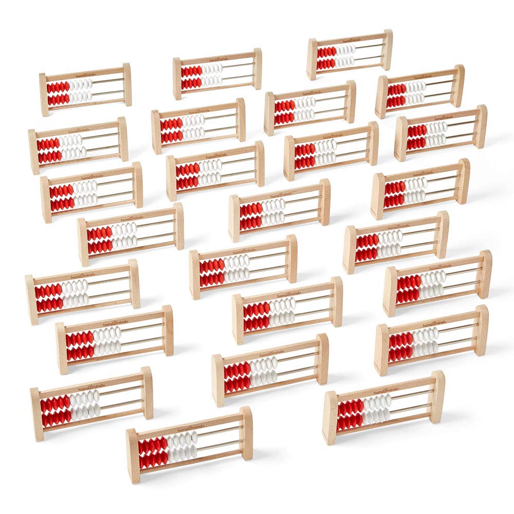 hand2mind-Learning Rekenrek-Juego de 20 Cuentas, Color Madera (Learning Resources 93429)