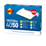 FRITZ!Box 4050 International - Router, WiFi 6, Banda Dual (2400 Mbps 5GHz y 600 Mbps 2,4 GHz), Mesh, WAN GB, 3 x LAN Gigabit, 1 x USB 3.0, Base DECT, Servidor Multimedia, Interfaz en Español