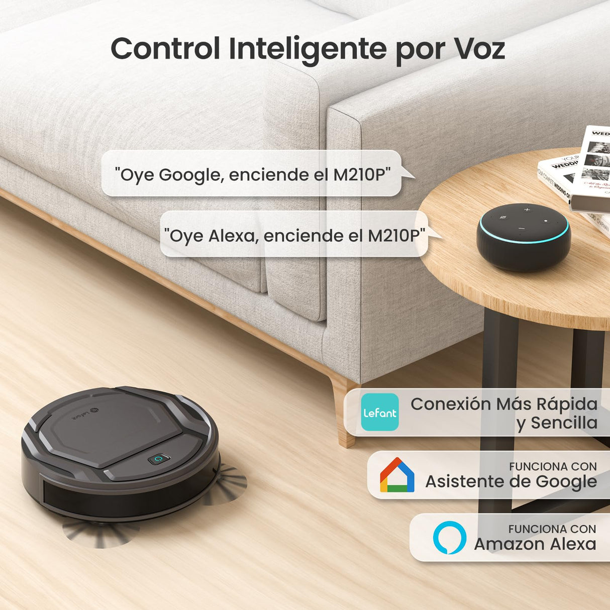 LEFANT Robot Aspirador 2200Pa, Aspirador Robot Autonomía de 120 Min, WiFi/App/Alexa, Sensor de Anticolisión/Caída Navegación Inteligente, Delgado y Silencioso, 6 Modos de Limpieza M210 Pro