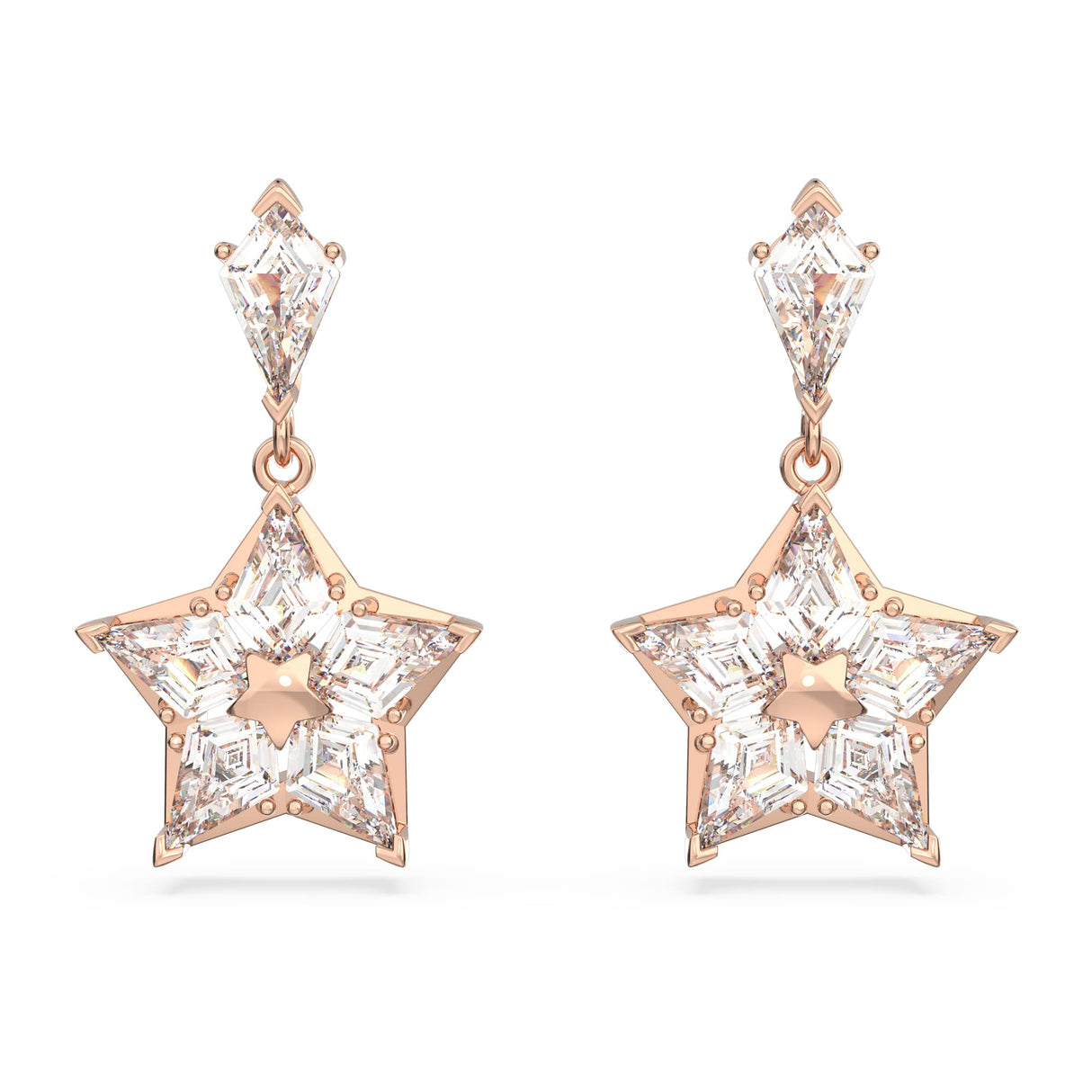Swarovski Pendientes Stella para Mujer, Cristal Transparente en Forma de Estrella, en Baño Tono Oro Rosa, Colección Stella de Swarovski