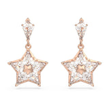 Swarovski Pendientes Stella para Mujer, Cristal Transparente en Forma de Estrella, en Baño Tono Oro Rosa, Colección Stella de Swarovski