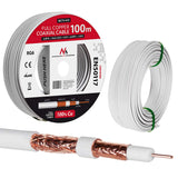 Maclean MCTV Cable de antena coaxial RG6 Cobre puro 100% CU Cable de antena de TV satelital coaxial (100m)