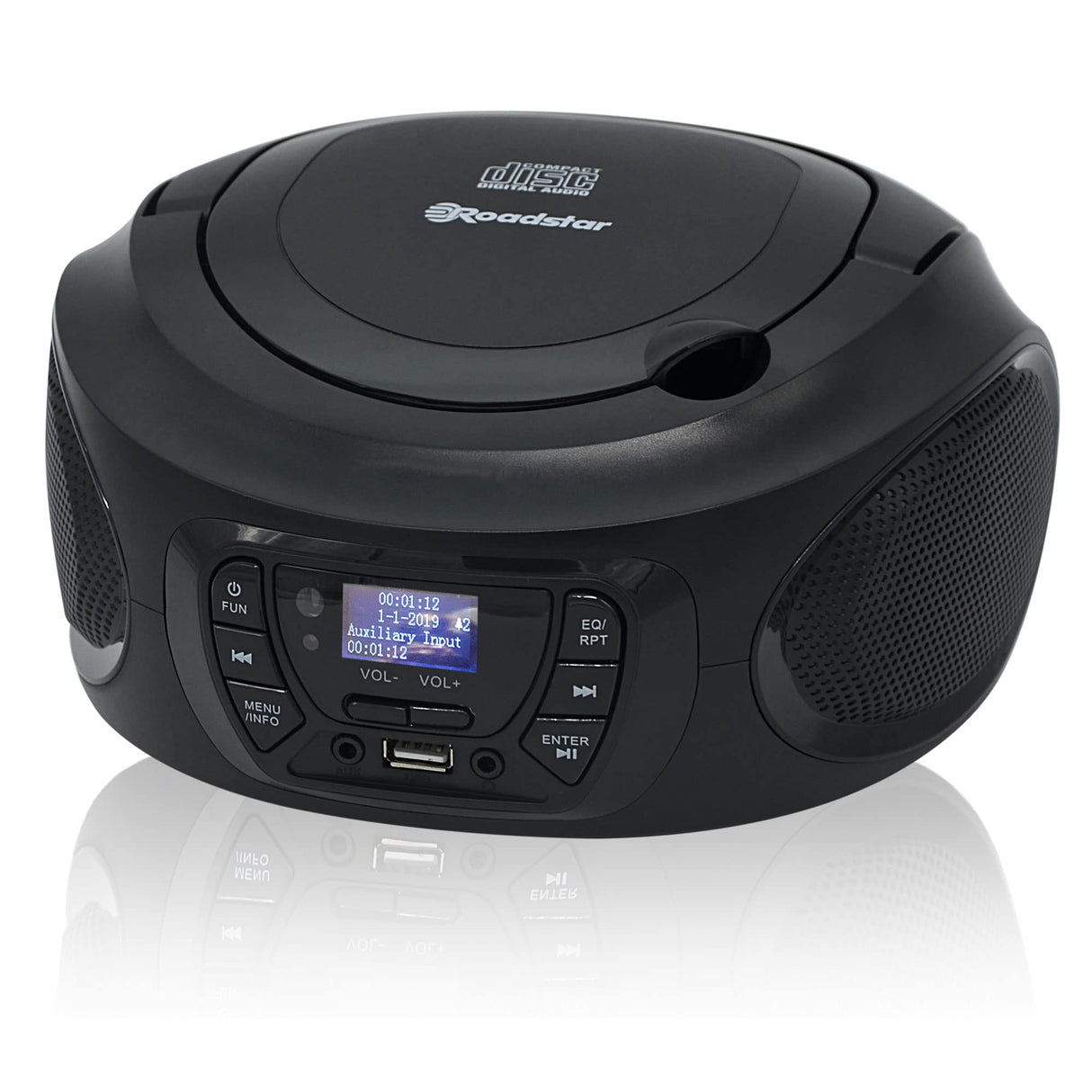 Roadstar Radio Portátil CDR-375D+/BK Radio CD Player Portátil Dab/Dab+ / FM, Boombox Reproductor CD-MP3, Puerto USB, Stereo, Mando a Distancia, AUX-IN, Salida de Auriculares, Negro