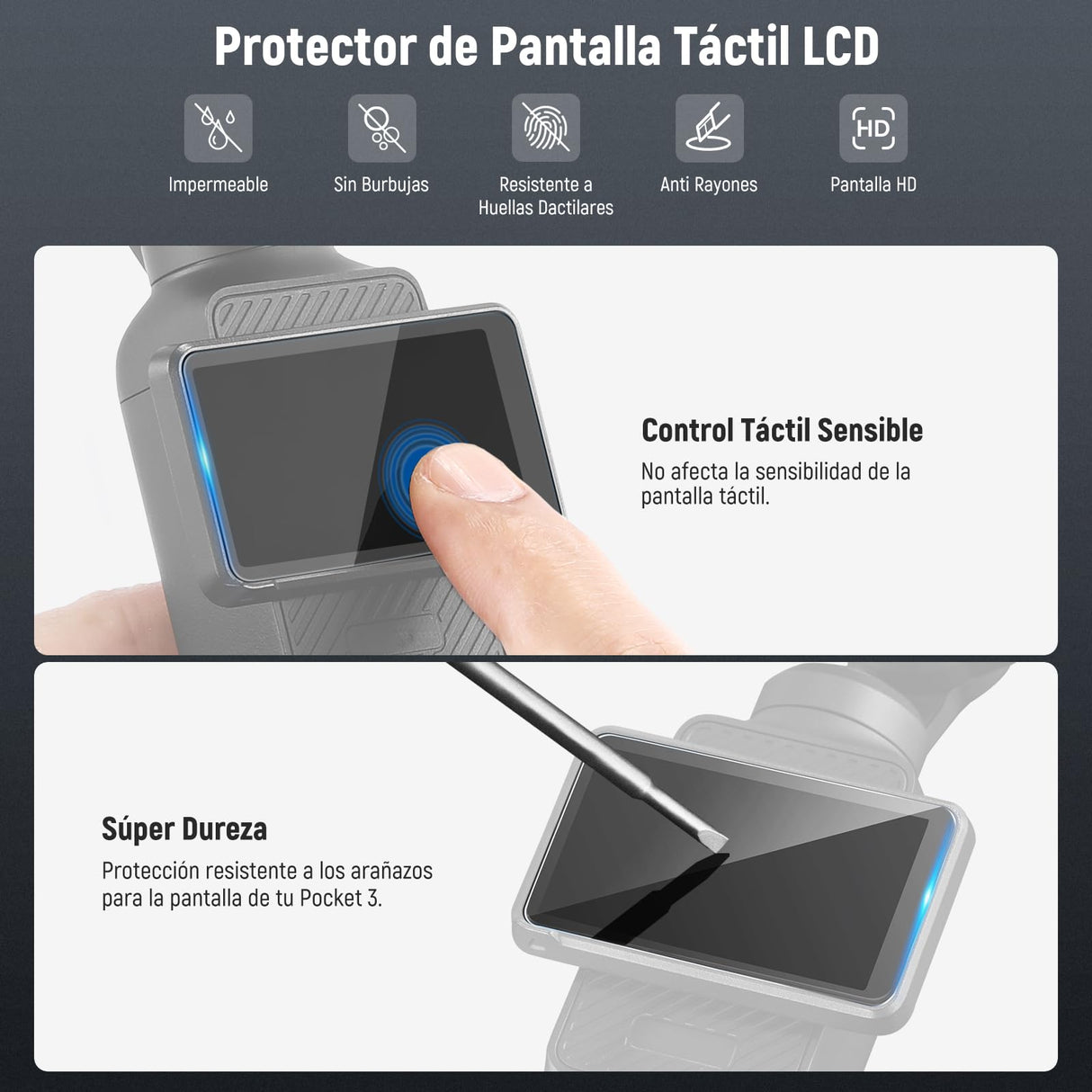NEEWER Magnético CPL Filtro Compatible con dji Osmo Pocket 3 Creator Combo Accessories, Kit de Filtro Polarizador Circular Multicapa con 2 Protectores de Pantalla, Accesorios para Action CAM