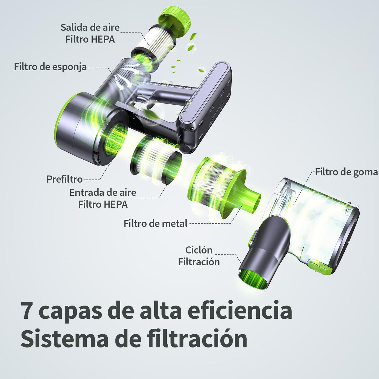kalado KCV600 Aspiradora Escoba Sin Cable 33kpa/480w, 10 En 1 Aspiradora Sin Cable Potente 50 Mins, Anti-Enredos, Pantalla Táctil LED, Adecuada para Suelos/Alfombras/Pelos De Mascotas