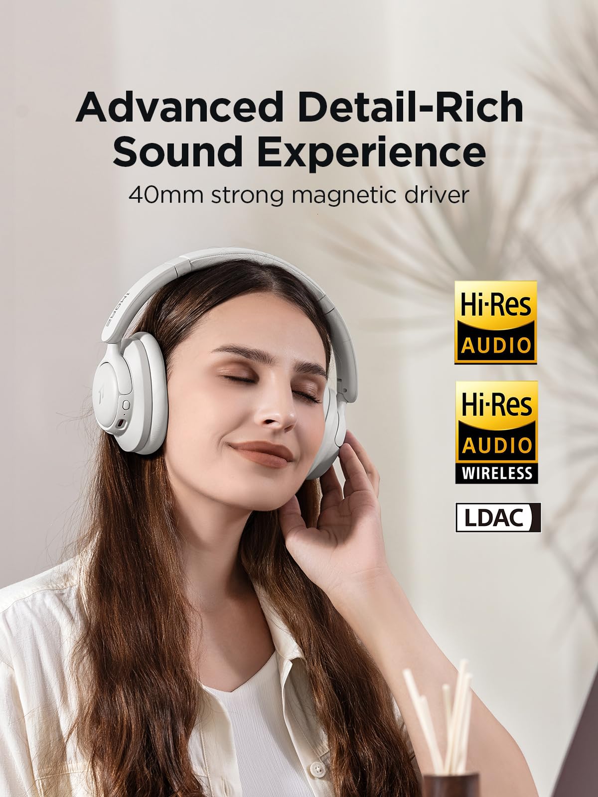 1MORE HQ31 - Auriculares inalámbricos Bluetooth, con cancelación de Ruido Activa híbrida, 90 Horas de reproducción, Audio Hi-Res, Sonido Espacial, Llamadas claras, Carga rápida, Ecualizador en la