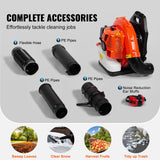 VEVOR Soplador de Hojas de Gas 79 CC Soplador de Nieve de Mochila 2 Tiempos con Tanque de Combustible 3 L Volumen de Aire de 930 CFM para Cuidado del Césped, Limpieza de Hojas, Eliminación de Nieve