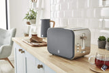 Swan Nordic Set Desayuno Hervidor de agua 1,7L 2200W, Tostadora Pan ranura ancha 2 rebanadas, Microondas 20L digital, diseño moderno, efecto madera, gris
