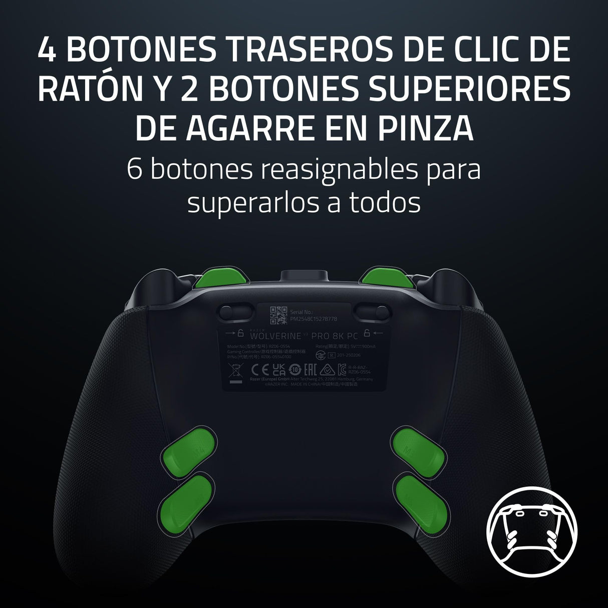 Razer Wolverine V3 Pro 8K PC - Mando inalámbrico de esports para PC (8K Hz HyperPolling, Palancas de mando TMR con cubiertas intercambiables) Negro