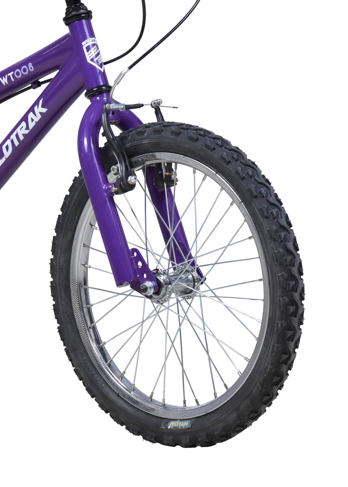 Wildtrak - Bicicleta 18 pulgadas para niños 6-8 años con frenos ajustables - Morada
