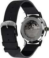 Timex Marlin Automatic - Reloj de 40 mm para hombre, correa de liberación rápida de dos piezas de cuero negro, esfera negra, caja de acero inoxidable TW2W33900