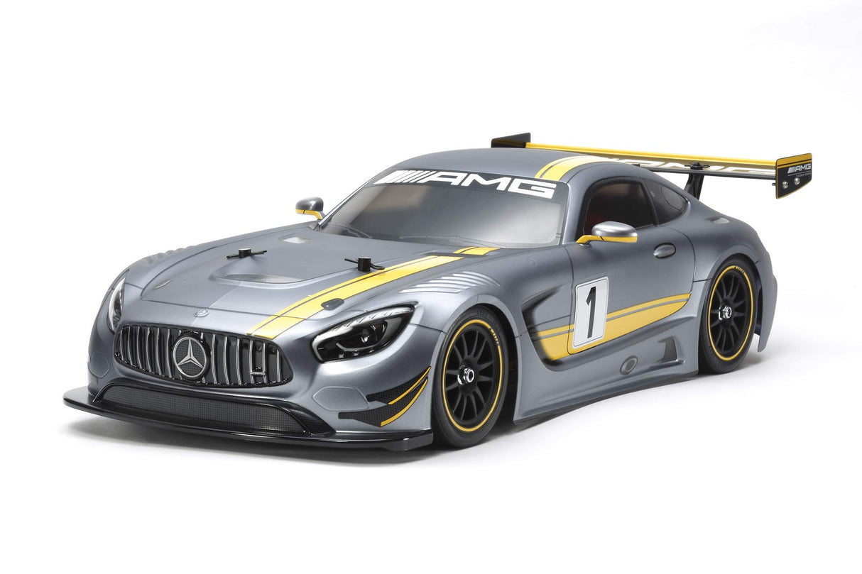 Tamiya 58639 58639-1 Mercedes-Benz 1:10 AMG GT3 (TT-02) -teledirigido Coche eléctrico RC Modelo de Kit de vehículo en Carretera de policarbonato carrocería-Sin lacado-58639