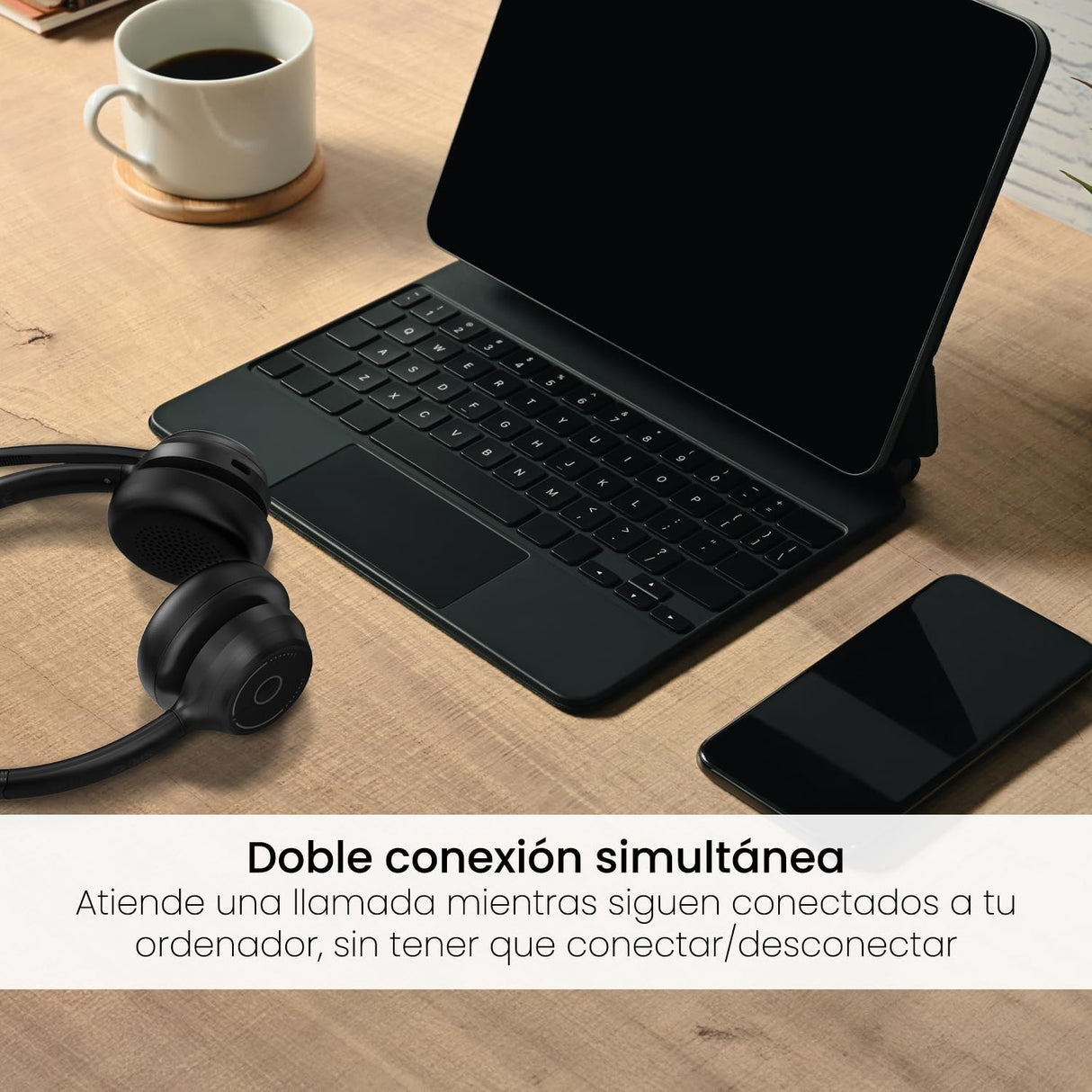 SPC Dreamer 2 Pro – Auriculares inalámbricos Bluetooth | 50h batería | Cancelación de Ruido (ENC) | Doble conexión simultánea | Google Fast Pair | Micrófono Integrado | Compatibles con Teams, Negro