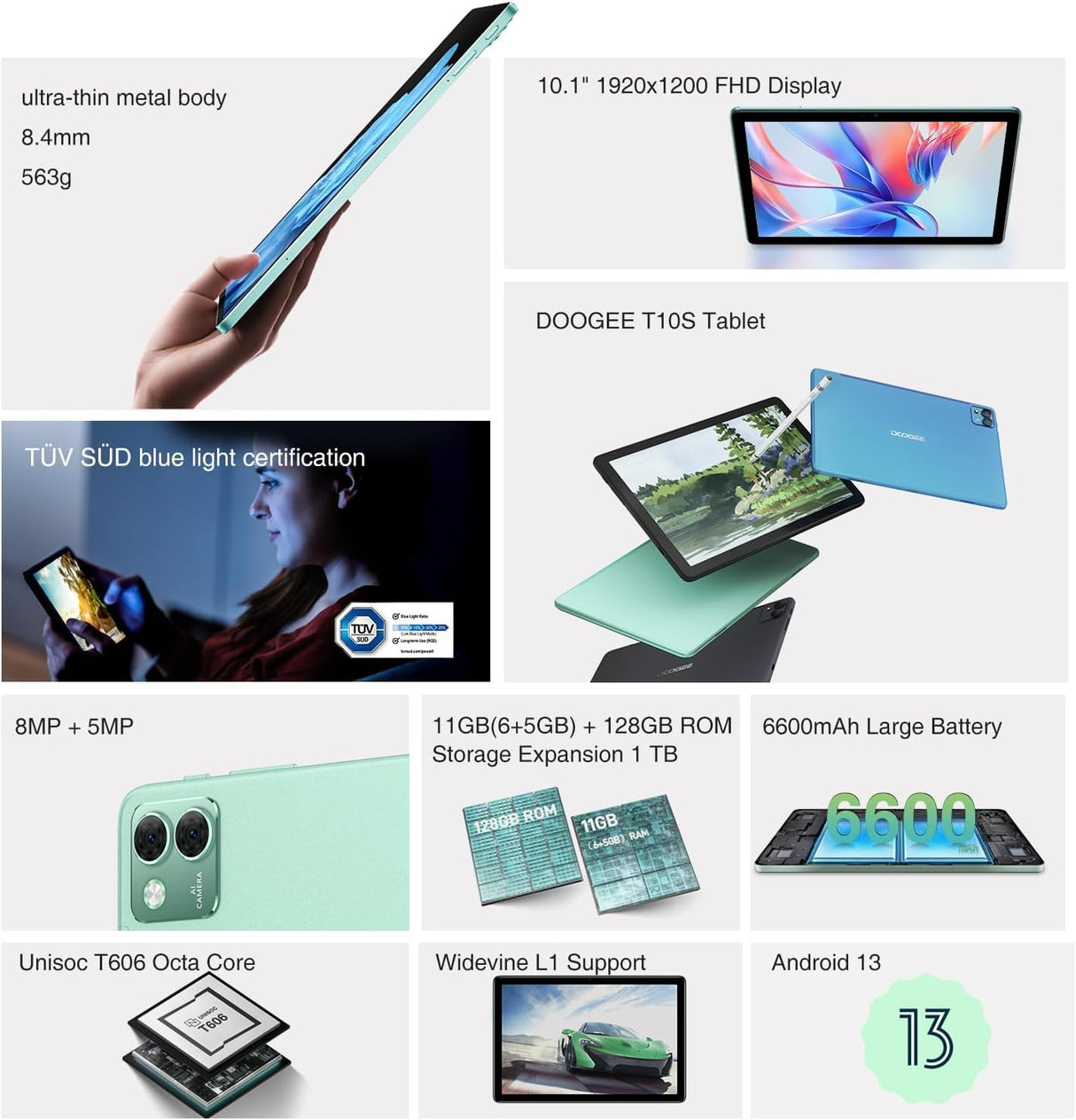 Doogee T10S 10.1 6GB/128GB Verde - Tablet Marca