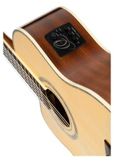 Ortega Guitars Family Series Pro - Guitarra de concierto para zurdos (electroacústica, abeto y caoba, incluye funda (RCE141NT-L)