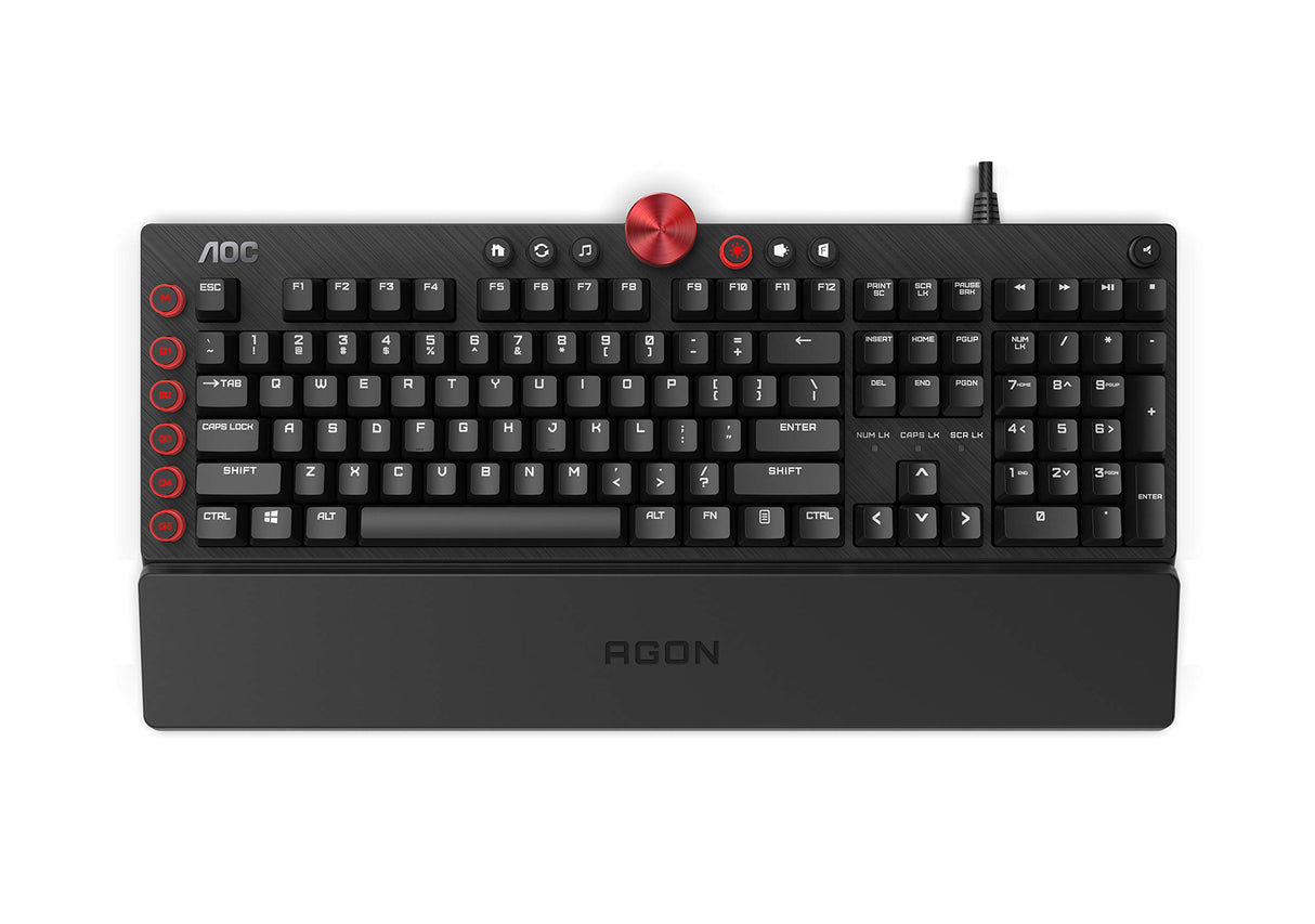 AOC AGON AKG700 Teclado de gaming - Teclado para PC con distribución en español e interruptores Cherry MX Red, Anti-Ghosting, N-Key Rollover y software programable AOC G-Tools, negro