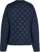 Tommy Hilfiger Cazadora acolchada Mujer Down Quilted Collarless con botones, Azul (Dark Night Navy), XL