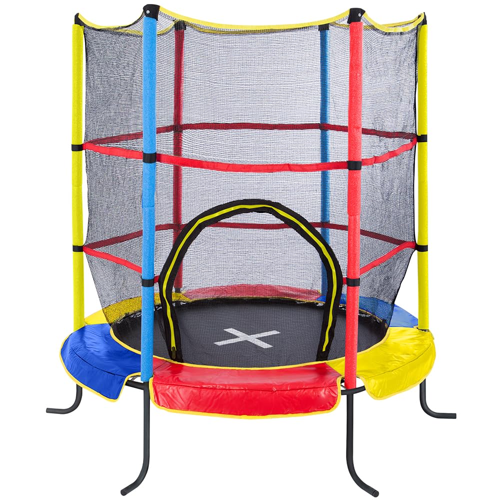 Headline - Ultrasport Happy Jump Cama Elastica Niños Exterior y Interior 140 cm hasta 50 kg con Red de Seguridad, Acolchado I Camas Elasticas, Trampolin, Colchoneta Elastica, Trampolines para Niños